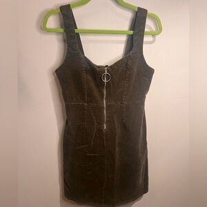 Iris Brown Mini Dress with Zipper Accent